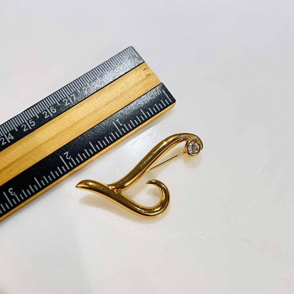 Monet Script Letter "L" Modernist With Rhinestone… - image 8